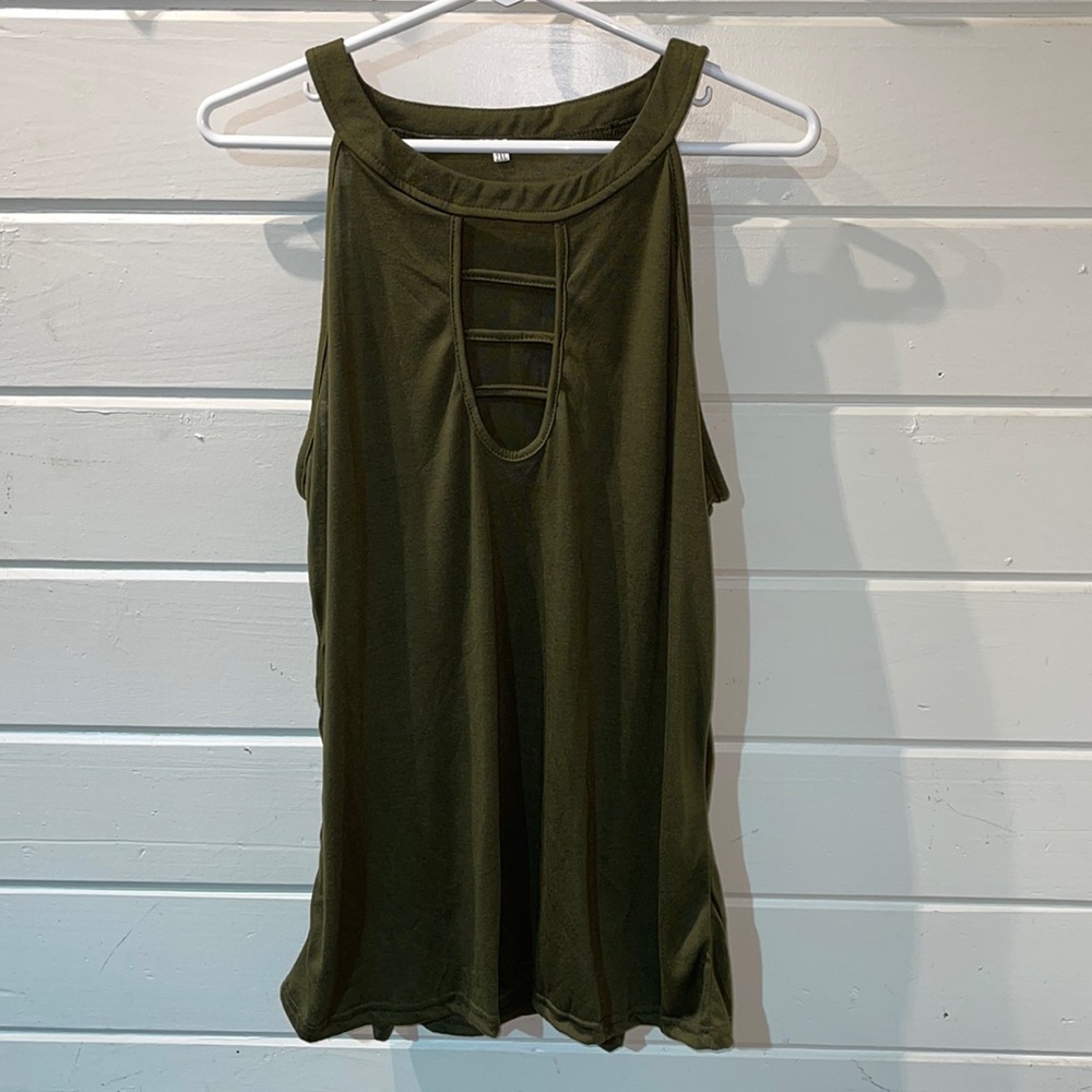Cute Green Sleeveless Top